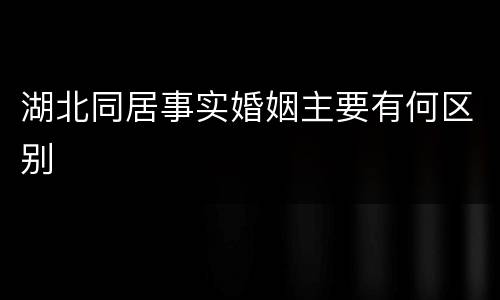湖北同居事实婚姻主要有何区别
