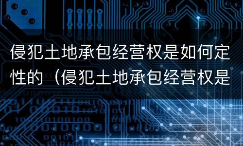 侵犯土地承包经营权是如何定性的（侵犯土地承包经营权是如何定性的举例）
