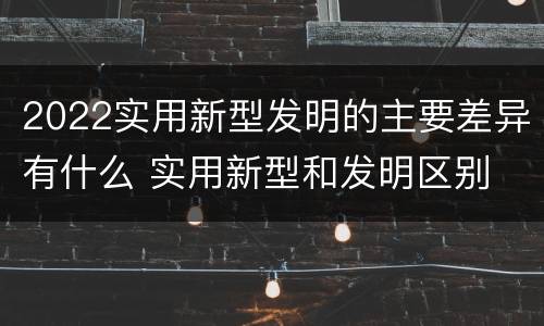 2022实用新型发明的主要差异有什么 实用新型和发明区别