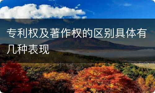 专利权及著作权的区别具体有几种表现