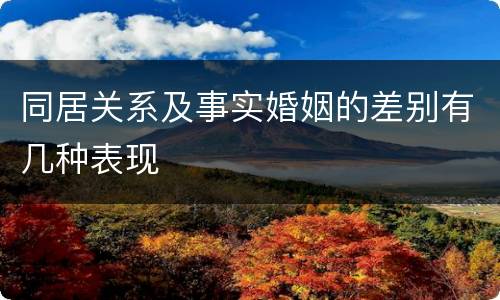 同居关系及事实婚姻的差别有几种表现