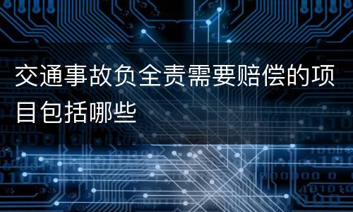交通事故负全责需要赔偿的项目包括哪些