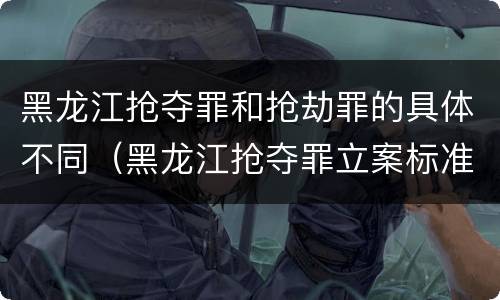 黑龙江抢夺罪和抢劫罪的具体不同（黑龙江抢夺罪立案标准）