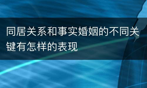 同居关系和事实婚姻的不同关键有怎样的表现