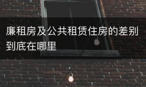 廉租房及公共租赁住房的差别到底在哪里