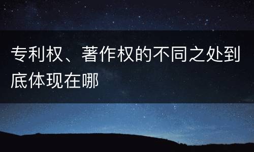 专利权、著作权的不同之处到底体现在哪