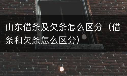 山东借条及欠条怎么区分（借条和欠条怎么区分）