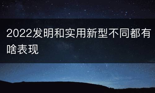 2022发明和实用新型不同都有啥表现