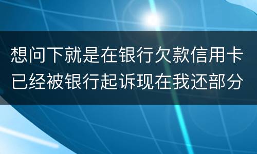 想问下就是在银行欠款信用卡已经被银行起诉现在我还部分可以暂缓执行吗