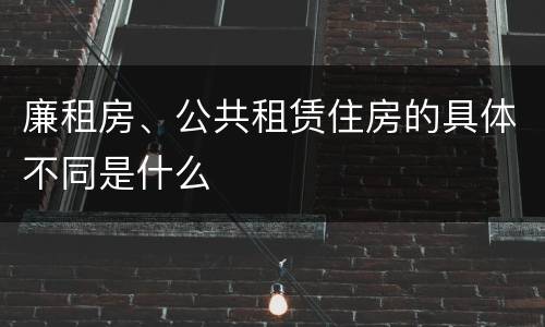 廉租房、公共租赁住房的具体不同是什么