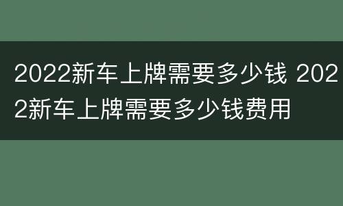 2022新车上牌需要多少钱 2022新车上牌需要多少钱费用