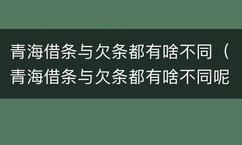青海借条与欠条都有啥不同（青海借条与欠条都有啥不同呢）