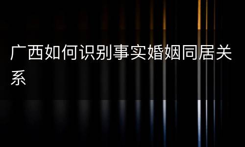 广西如何识别事实婚姻同居关系