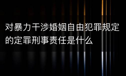 对暴力干涉婚姻自由犯罪规定的定罪刑事责任是什么