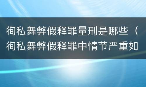 徇私舞弊假释罪量刑是哪些（徇私舞弊假释罪中情节严重如何界定）