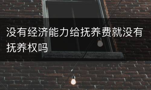 没有经济能力给抚养费就没有抚养权吗