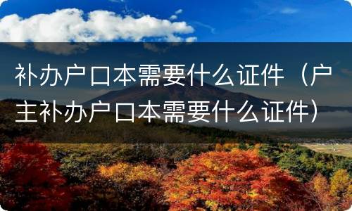补办户口本需要什么证件（户主补办户口本需要什么证件）