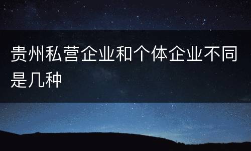 贵州私营企业和个体企业不同是几种