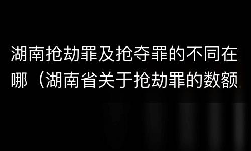湖南抢劫罪及抢夺罪的不同在哪（湖南省关于抢劫罪的数额规定）