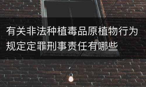 有关非法种植毒品原植物行为规定定罪刑事责任有哪些