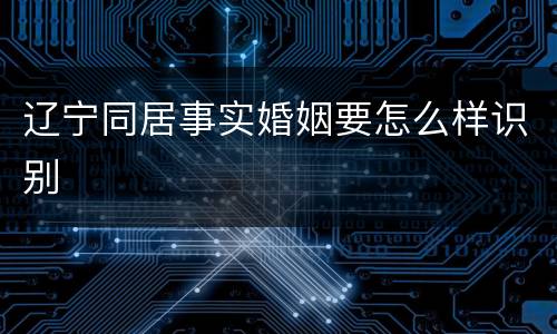 辽宁同居事实婚姻要怎么样识别