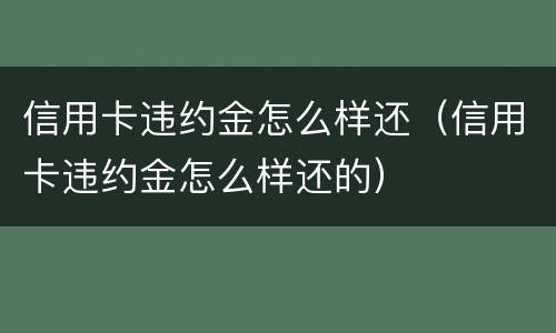 信用卡违约金怎么样还（信用卡违约金怎么样还的）