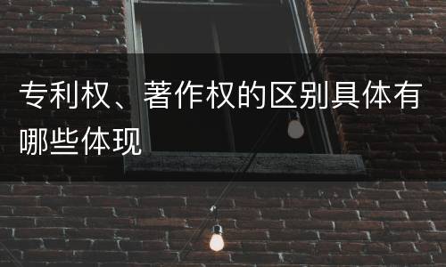 专利权、著作权的区别具体有哪些体现