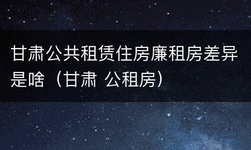 甘肃公共租赁住房廉租房差异是啥（甘肃 公租房）