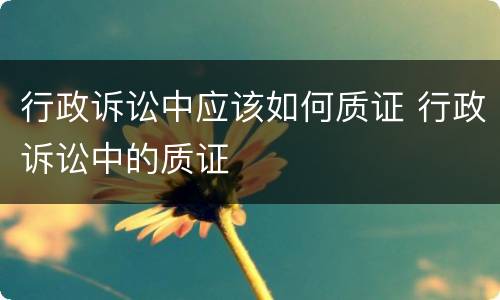 行政诉讼中应该如何质证 行政诉讼中的质证