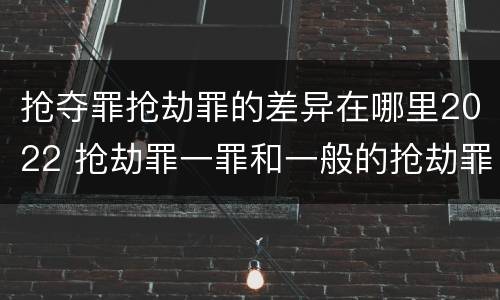 抢夺罪抢劫罪的差异在哪里2022 抢劫罪一罪和一般的抢劫罪