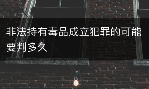 非法持有毒品成立犯罪的可能要判多久