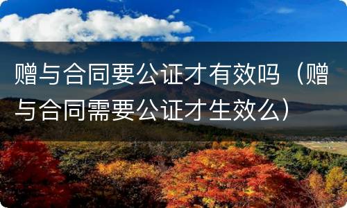 赠与合同要公证才有效吗（赠与合同需要公证才生效么）