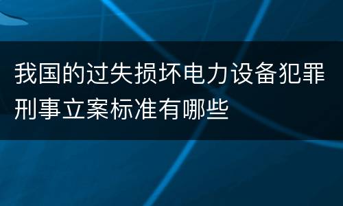我国的过失损坏电力设备犯罪刑事立案标准有哪些