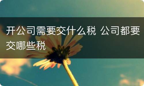 开公司需要交什么税 公司都要交哪些税