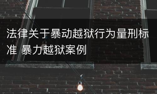 法律关于暴动越狱行为量刑标准 暴力越狱案例