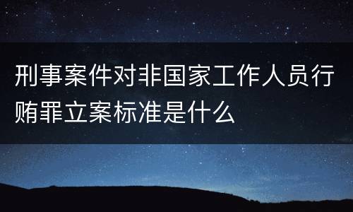 刑事案件对非国家工作人员行贿罪立案标准是什么
