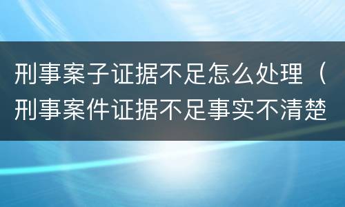 刑事案子证据不足怎么处理（刑事案件证据不足事实不清楚怎么办）