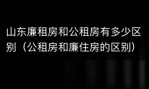 山东廉租房和公租房有多少区别（公租房和廉住房的区别）
