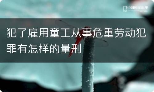 犯了雇用童工从事危重劳动犯罪有怎样的量刑