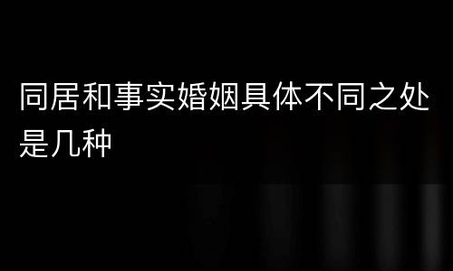 同居和事实婚姻具体不同之处是几种