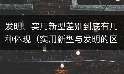 发明、实用新型差别到底有几种体现（实用新型与发明的区别）