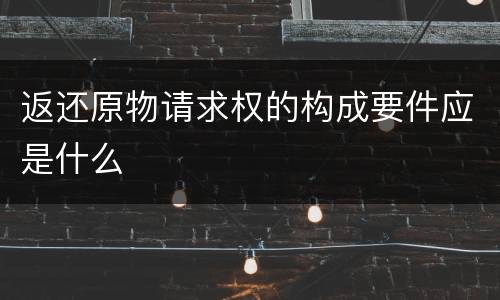 返还原物请求权的构成要件应是什么