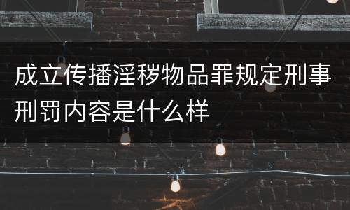 成立传播淫秽物品罪规定刑事刑罚内容是什么样