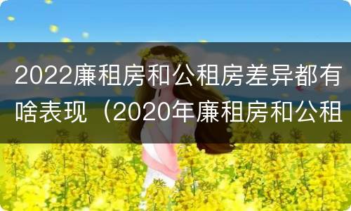 2022廉租房和公租房差异都有啥表现（2020年廉租房和公租房的区别）