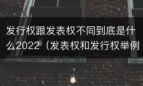 发行权跟发表权不同到底是什么2022（发表权和发行权举例）
