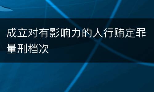 成立对有影响力的人行贿定罪量刑档次