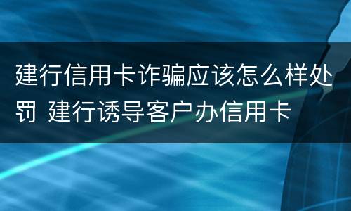 建行信用卡诈骗应该怎么样处罚 建行诱导客户办信用卡