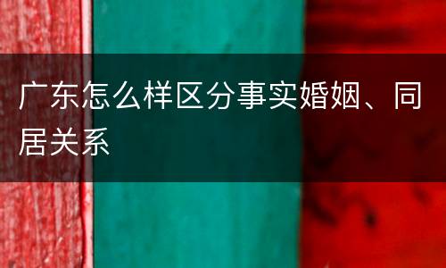 广东怎么样区分事实婚姻、同居关系