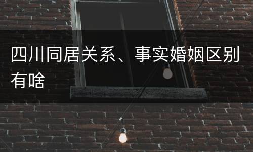 四川同居关系、事实婚姻区别有啥