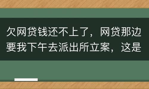 欠网贷钱还不上了，网贷那边要我下午去派出所立案，这是真的假的